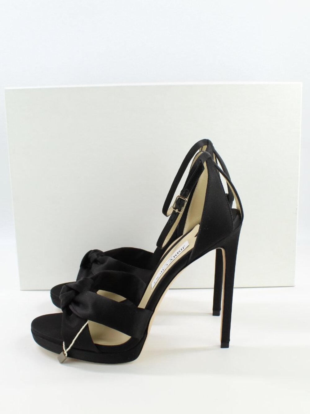 NEW JIMMY CHOO Rosie 120 Knotted Satin Sandals, Black, EUR 41 - Picture 3 of 16